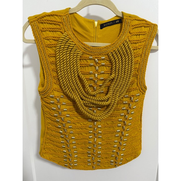 Balmain x HM Sleeveless Top Gold Rope Detail Embellished Size 4 - Picture 4 of 9